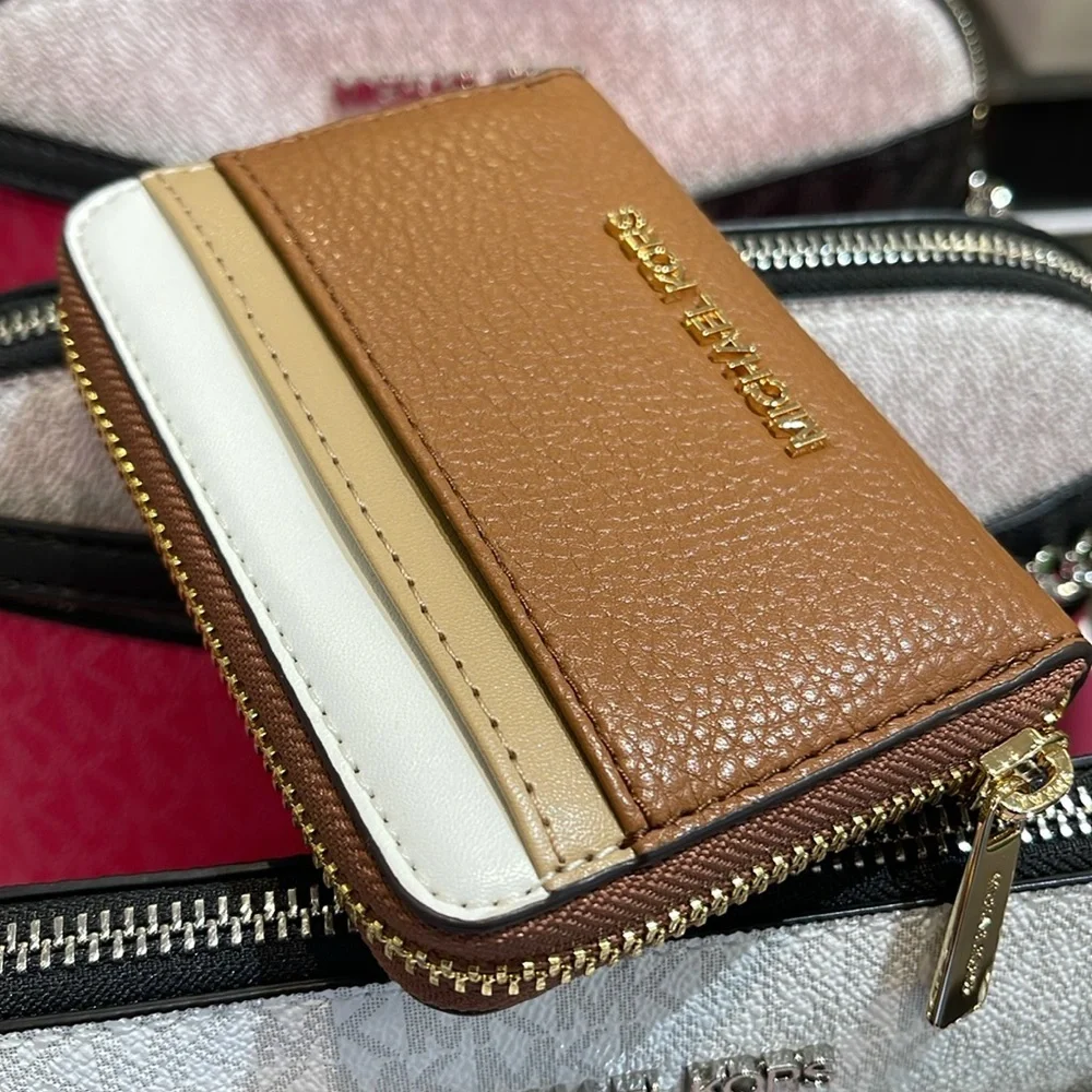 Michael Kors Jet Set Travel Md Zip Around Color-Block Wallet Card Case Luggage